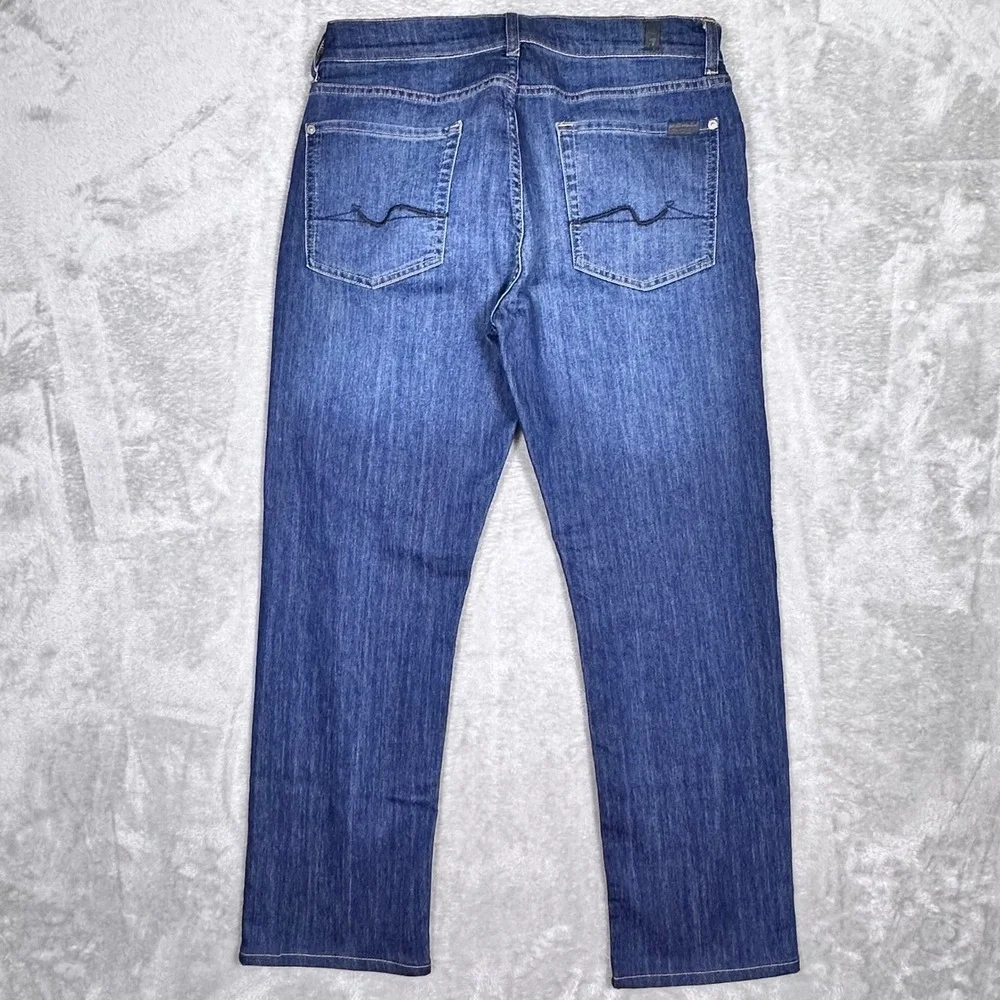 7 For All Mankind Slimmy Jeans Mens 33x28 Blue Straight Leg Japanese‎ Fabric
